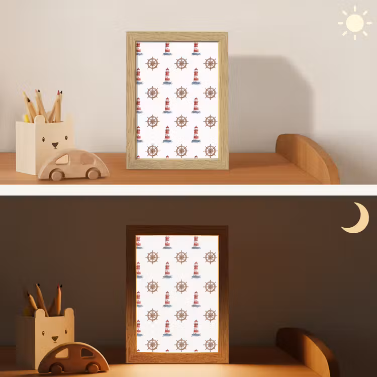 Nautisch - Klassiek - Rood Light Box met kabel (Kinderlampje) klein 904 -sfeer3_kind