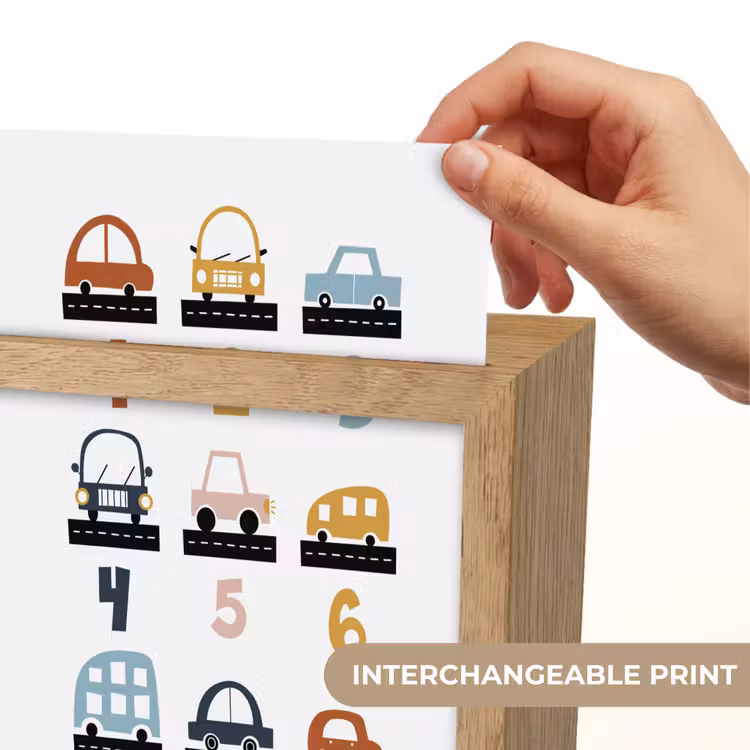 Getallen - Educatief - Leren tellen - Cijfers oefenen voor kinderen - Auto's - Voertuigen Light Box met kabel (Kinderlampje) klein -USP_websiteprintEN