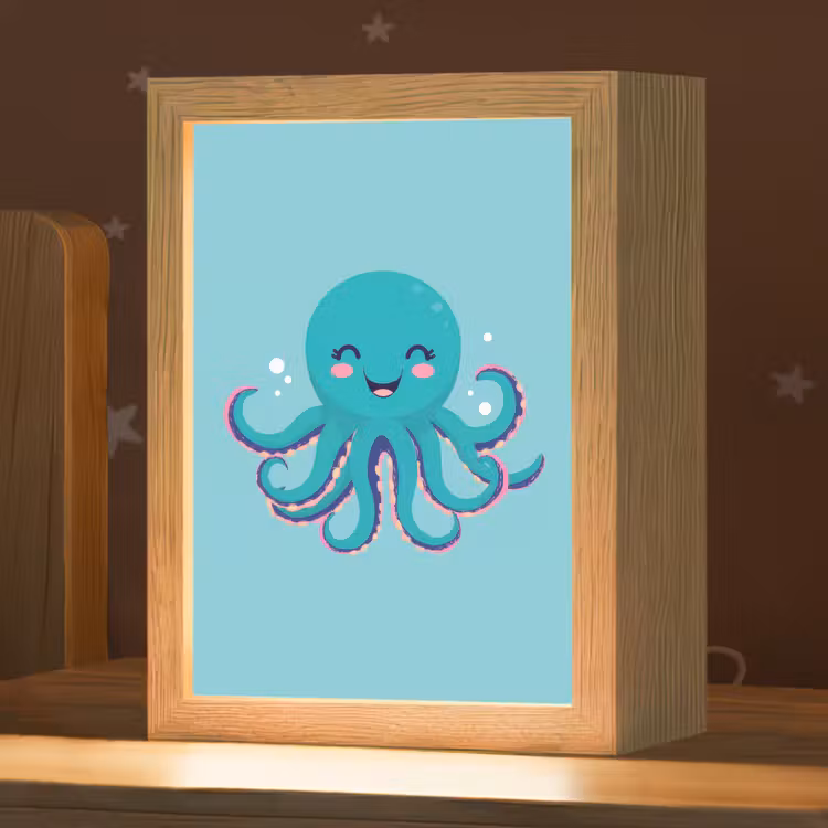 Octopus - Blauw - Gezicht Light Box met kabel klein -zzz_3d_website