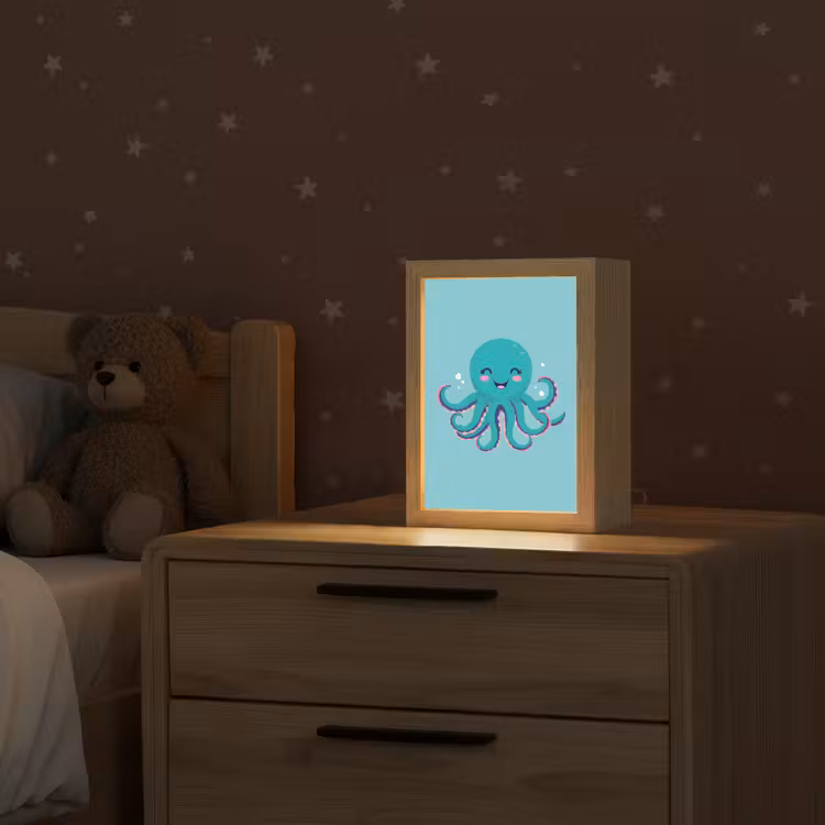 Octopus - Blauw - Gezicht Light Box met kabel klein -sfeer1_kind