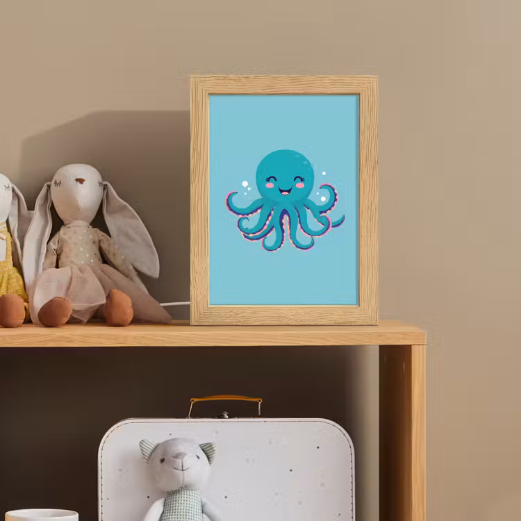 Octopus - Blauw - Gezicht Light Box met kabel klein -sfeer2_kind