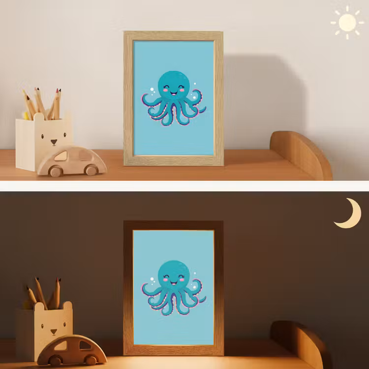 Octopus - Blauw - Gezicht Light Box met kabel klein -sfeer3_kind