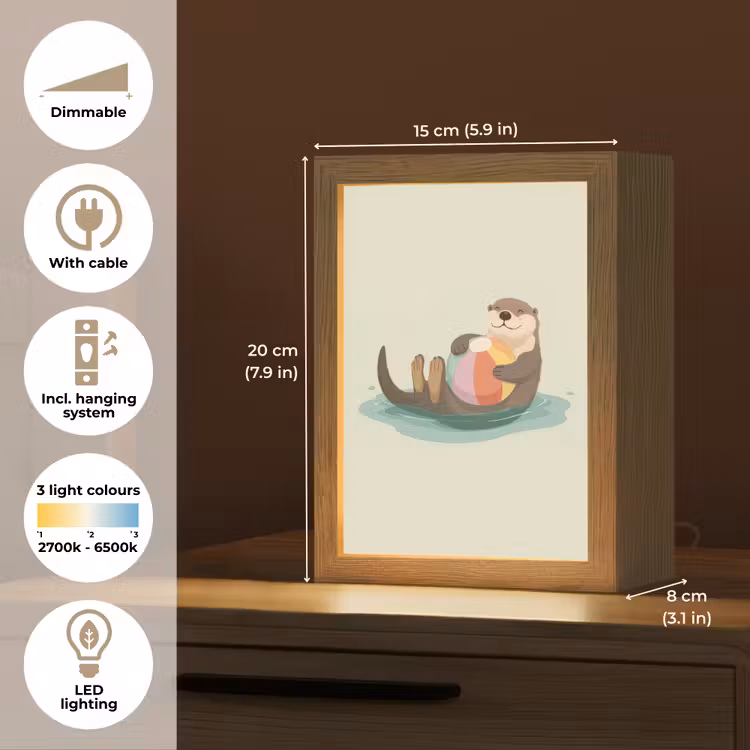 Otter - Strandbal - Kleurrijk Light Box met kabel (Kinderlampje) klein -USP_EN