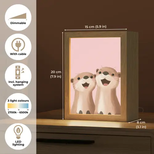 Otters - Glimlach - Bruin Light Box met kabel (Kinderlampje) klein -USP_EN