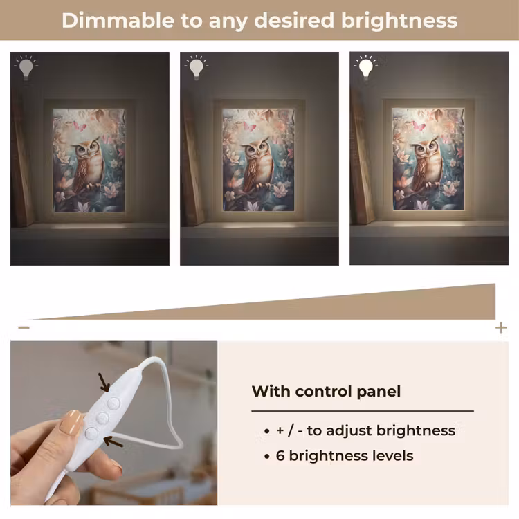 Uil - Bos - Bloemen - Vlinders Light Box met kabel (Kinderlampje) klein -USP_dimbaarEN