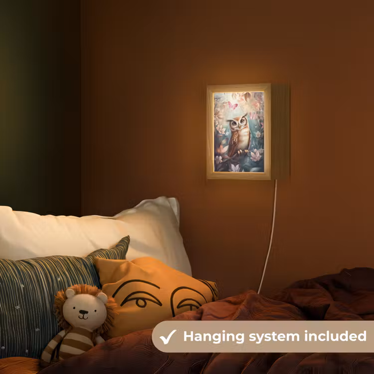 Uil - Bos - Bloemen - Vlinders Light Box met kabel (Kinderlampje) klein -sfeer5_kind_EN