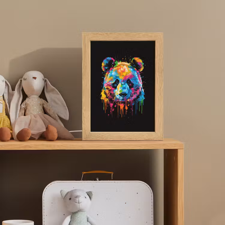 Panda - Dieren - Kleur - Verf - Zwart Light Box met kabel klein -sfeer2_kind