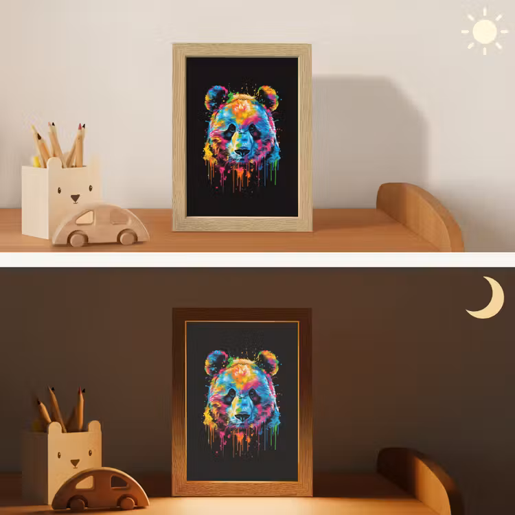 Panda - Dieren - Kleur - Verf - Zwart Light Box met kabel klein -sfeer3_kind