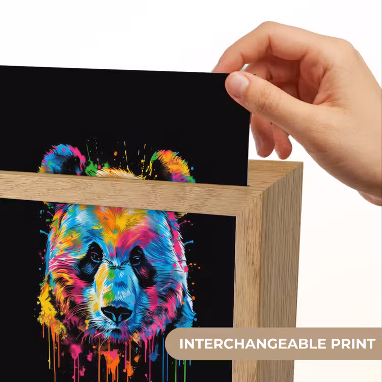 Panda - Dieren - Kleur - Verf - Zwart Light Box met kabel (Kinderlampje) klein -USP_websiteprintEN