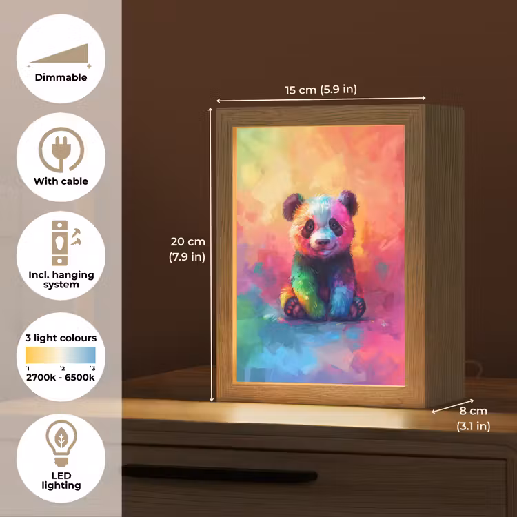 Panda - Dieren - Kleurrijk - Neon Light Box met kabel (Kinderlampje) klein -USP_EN