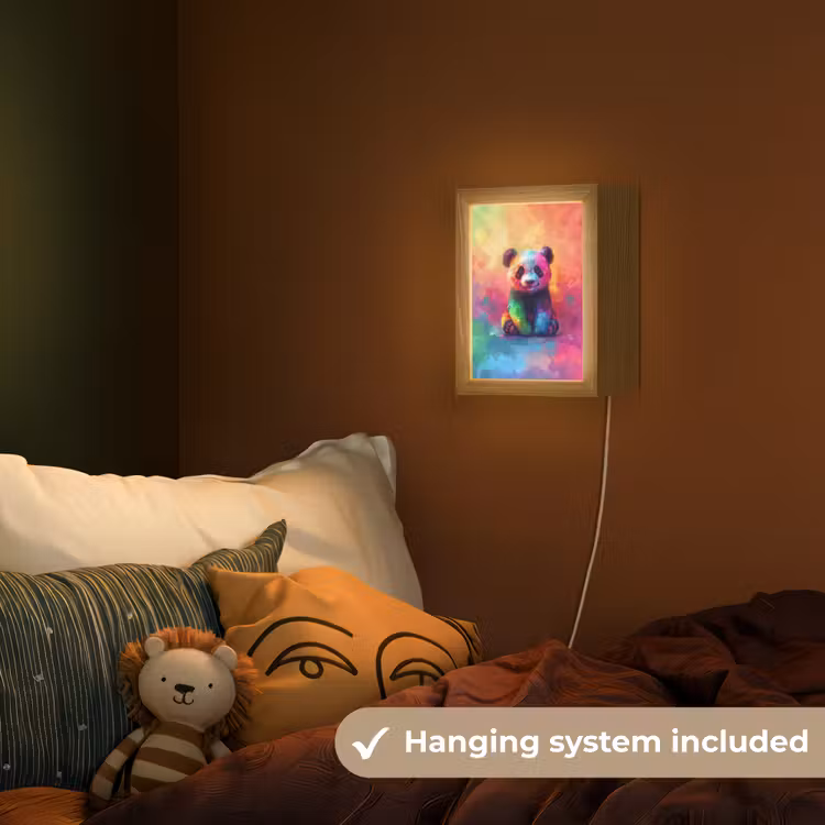 Panda - Dieren - Kleurrijk - Neon Light Box met kabel (Kinderlampje) klein -sfeer5_kind_EN