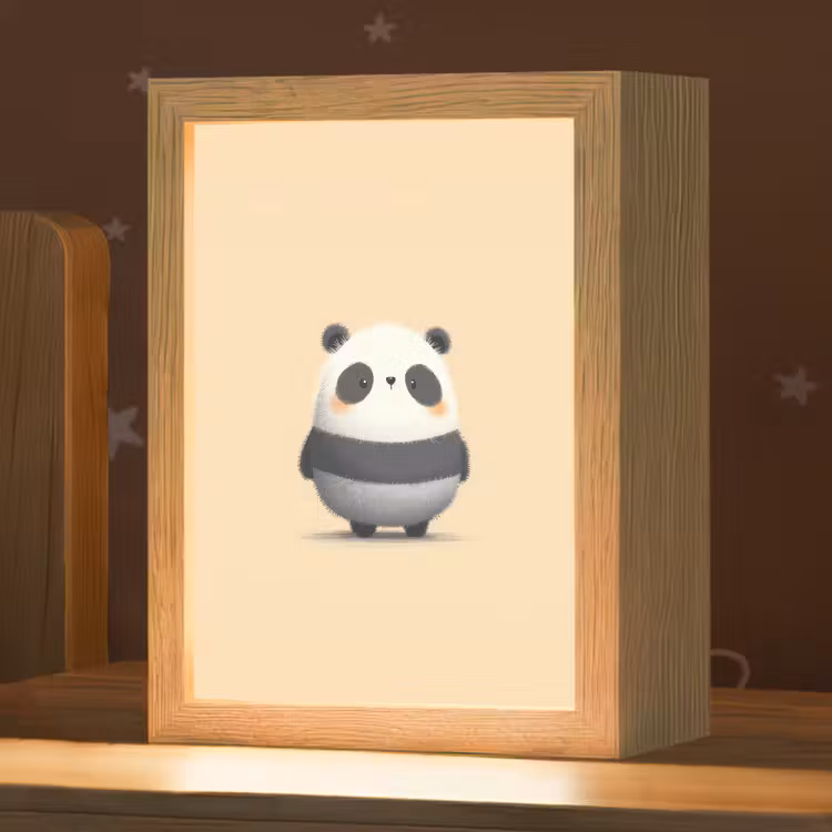 Panda - Beige - Minimalistisch Light Box met kabel klein -zzz_3d_website