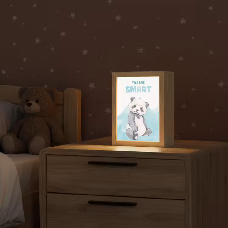 Panda - Blauw - Quote - 'You are smart' Light Box met kabel klein -sfeer1_kind