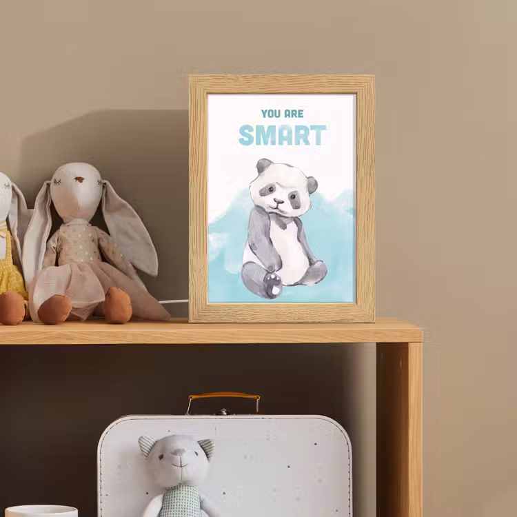 Panda - Blauw - Quote - 'You are smart' Light Box met kabel klein -sfeer2_kind