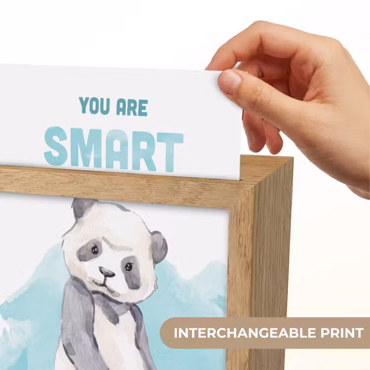 Panda - Blauw - Quote - 'You are smart' Light Box met kabel (Kinderlampje) klein -USP_websiteprintEN