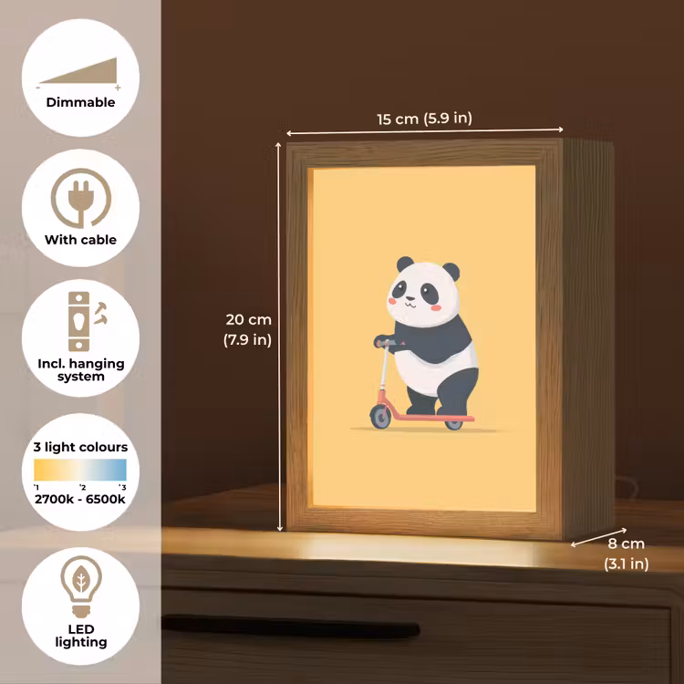 Panda - Step - Geel Light Box met kabel (Kinderlampje) klein -USP_EN