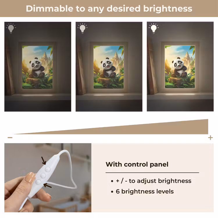 Panda - Wilde dieren - Jungle - Jongens - Kinderen Light Box met kabel (Kinderlampje) klein -USP_dimbaarEN