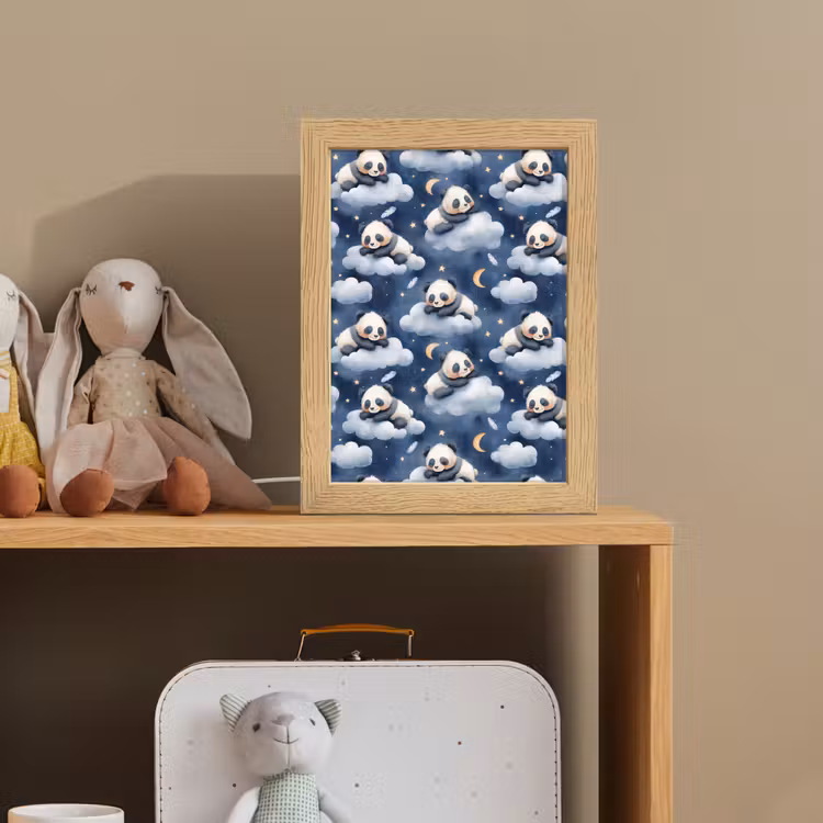 Panda's - Slapen - Blauw Light Box met kabel (Kinderlampje) klein 904 -sfeer2_kind