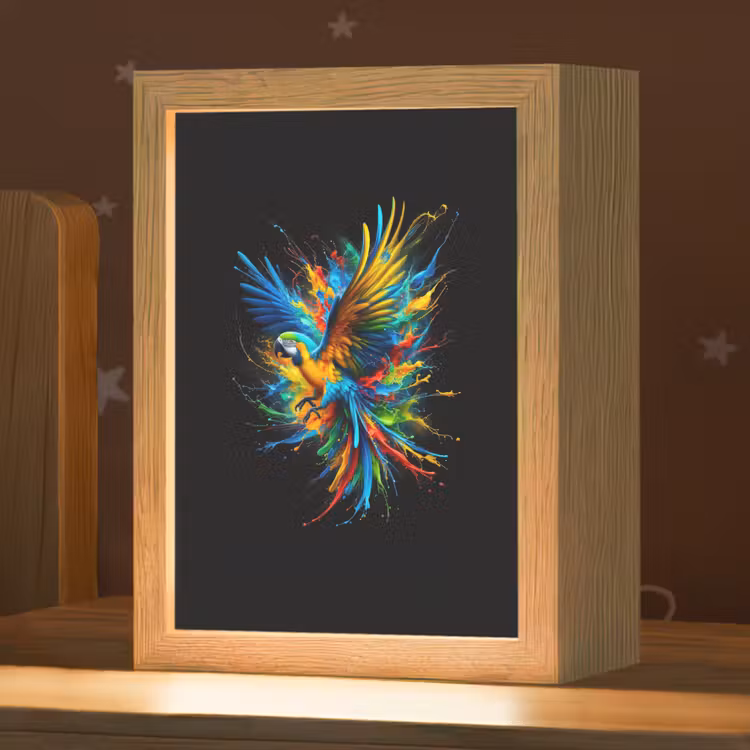 Papegaai - Vogel - Dier - Kleurrijk - Verf Light Box met kabel klein -zzz_3d_website
