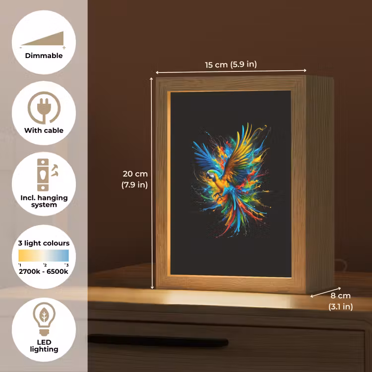 Papegaai - Vogel - Dier - Kleurrijk - Verf Light Box met kabel (Kinderlampje) klein -USP_EN