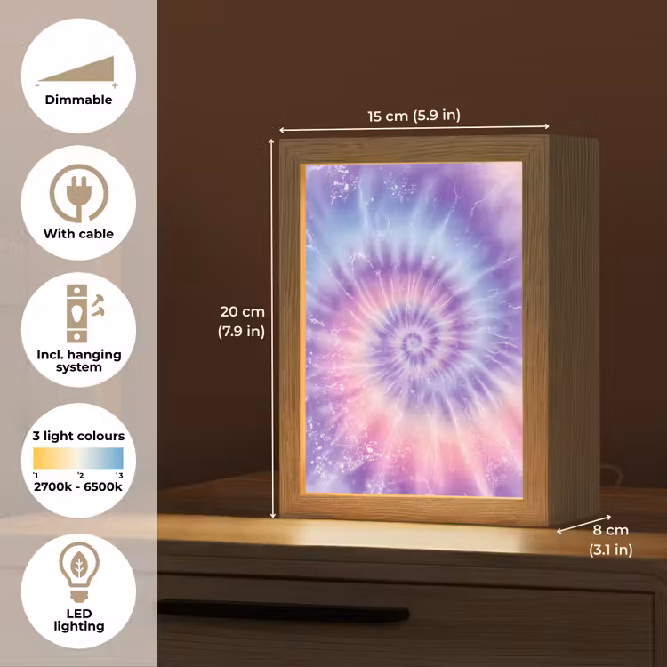 Pasteltinten - Paars - Spiraal - Marmer Light Box met kabel (Kinderlampje) klein -USP_EN
