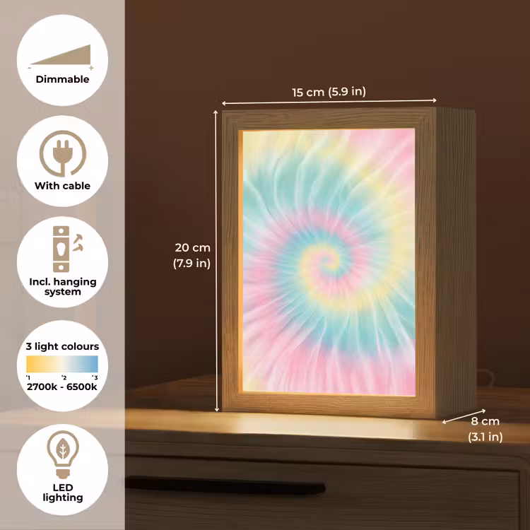 Pasteltinten - Tie dye - Roze Light Box met kabel (Kinderlampje) klein -USP_EN