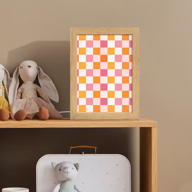 Patroon - Vierkant - Roze Light Box met kabel (Kinderlampje) klein 904 -sfeer2_kind