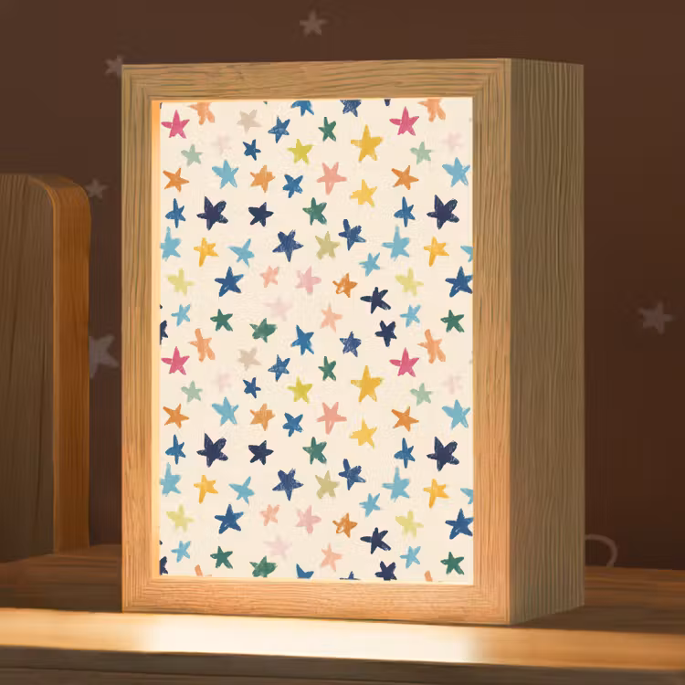Patroon - Sterren - Kleurrijk Light Box met kabel (Kinderlampje) klein 904 -zzz_3d_website