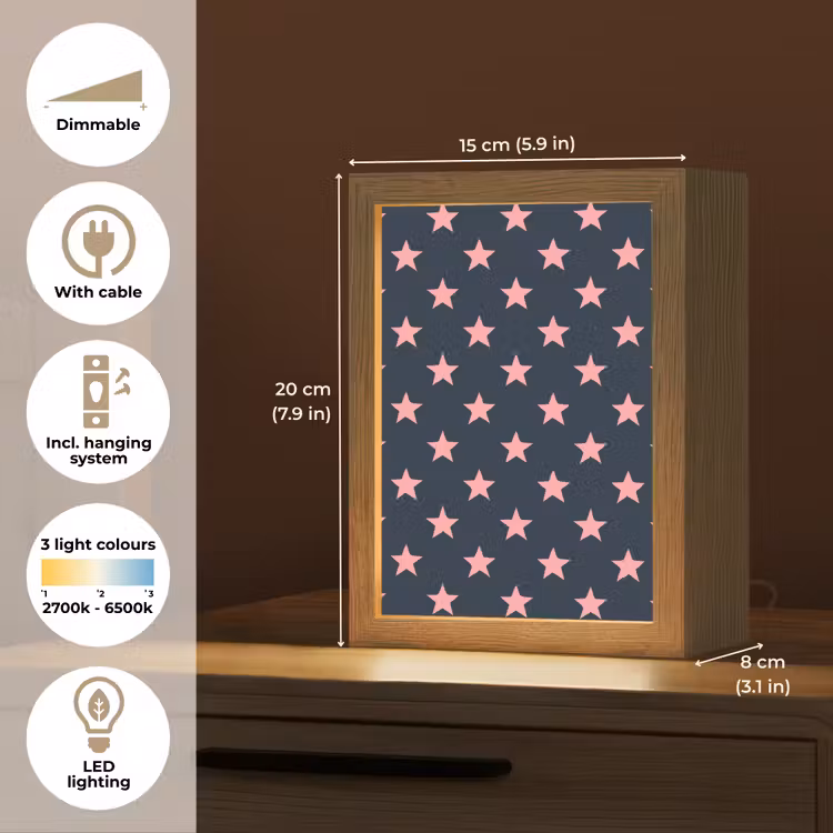 Patroon - Sterren - Roze Light Box met kabel (Kinderlampje) klein 904 -USP_EN