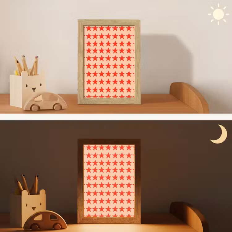 Patroon - Sterren - Rood Light Box met kabel (Kinderlampje) klein 904 -sfeer3_kind