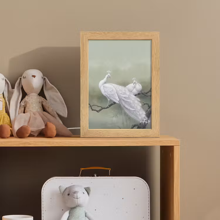 Pauwen - Wit - Natuur - Groen Light Box met kabel (Kinderlampje) klein -sfeer2_kind