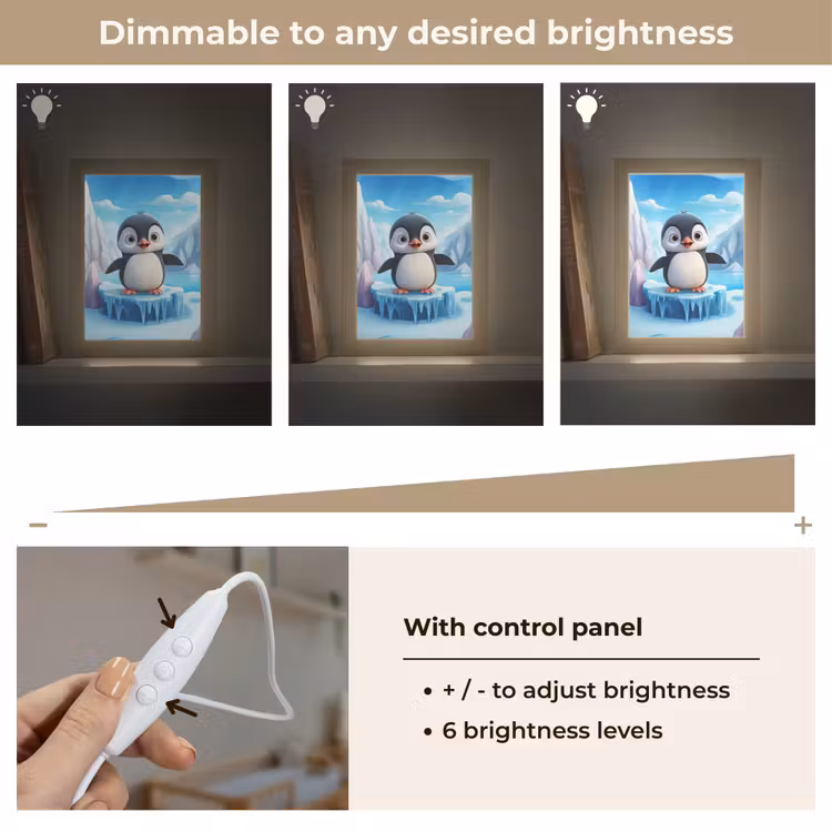 Pinguïn - Meisjes - Pooldieren - Kinderen Light Box met kabel (Kinderlampje) klein -USP_dimbaarEN