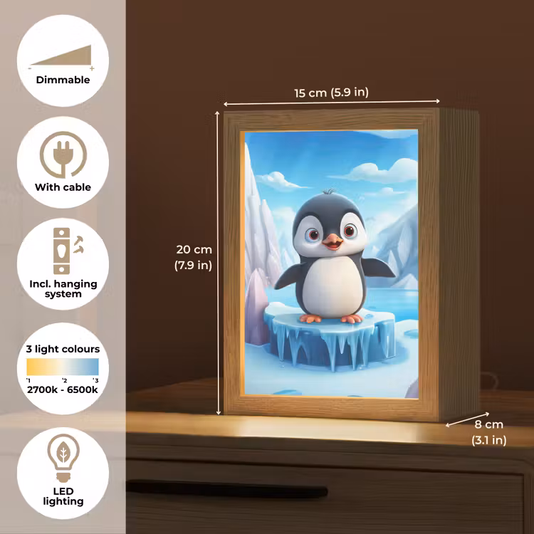 Pinguïn - Meisjes - Pooldieren - Kinderen Light Box met kabel (Kinderlampje) klein -USP_EN