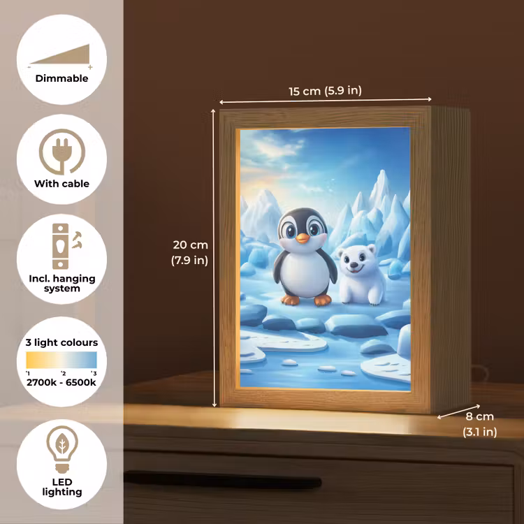 Pinguïn - IJsbeer - IJs - Sneeuw Light Box met kabel (Kinderlampje) klein -USP_EN