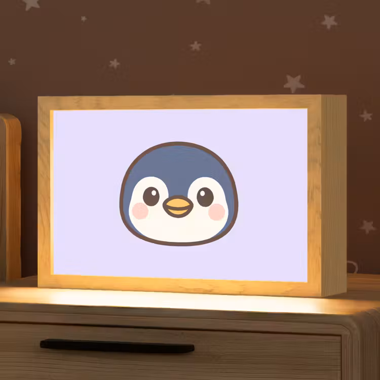 Pinguïn - Paars - Schattig Light Box met kabel klein -zzz_3d_website