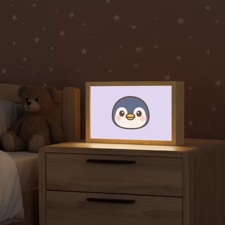 Pinguïn - Paars - Schattig Light Box met kabel klein -sfeer1_kind