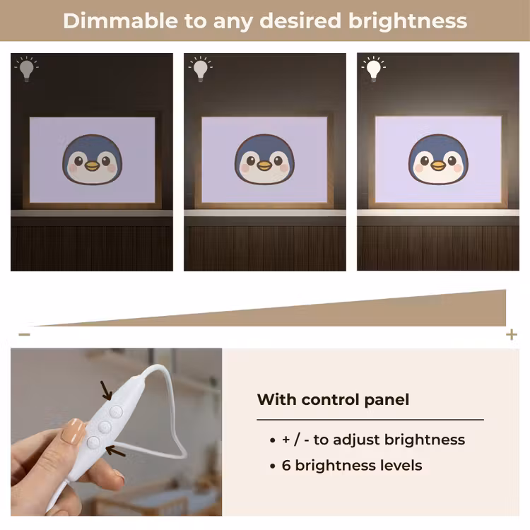 Pinguïn - Paars - Schattig Light Box met kabel (Kinderlampje) klein -USP_dimbaarEN