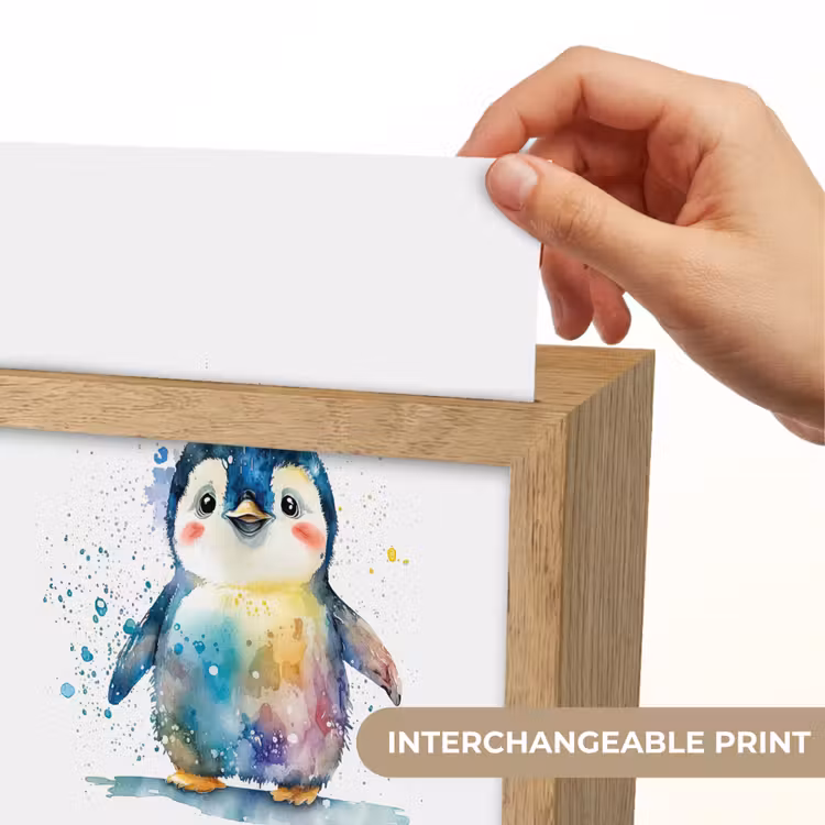 Pinguïn - Regenboog - Waterverf - Dieren - Kinderen Light Box met kabel (Kinderlampje) klein -USP_websiteprintEN