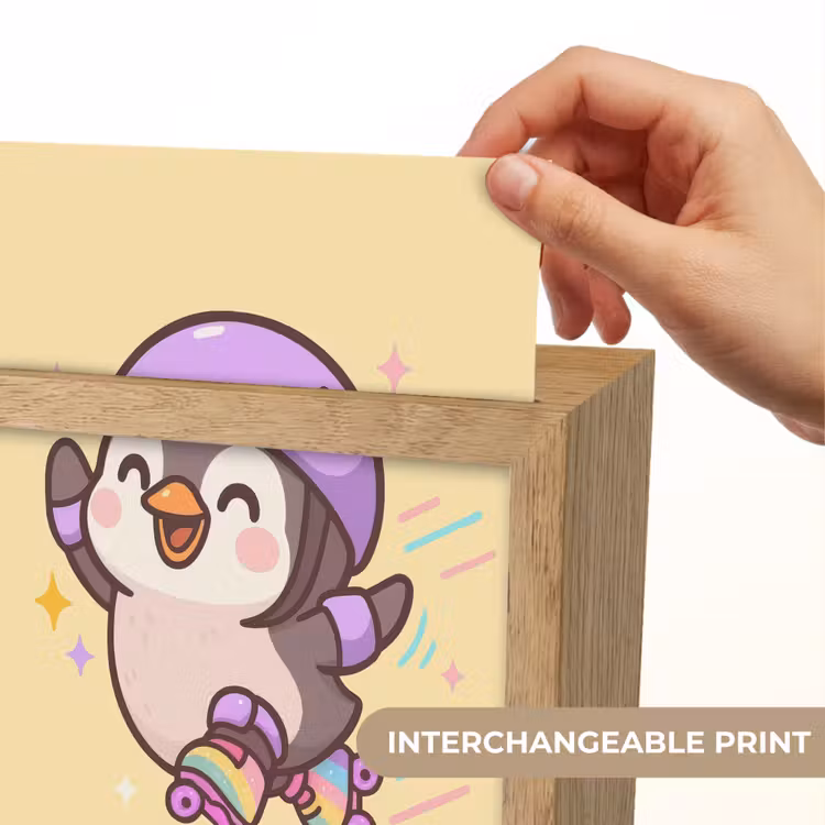 Pinguïn - Rolschaatsen - Geel - Energiek Light Box met kabel (Kinderlampje) klein -USP_websiteprintEN