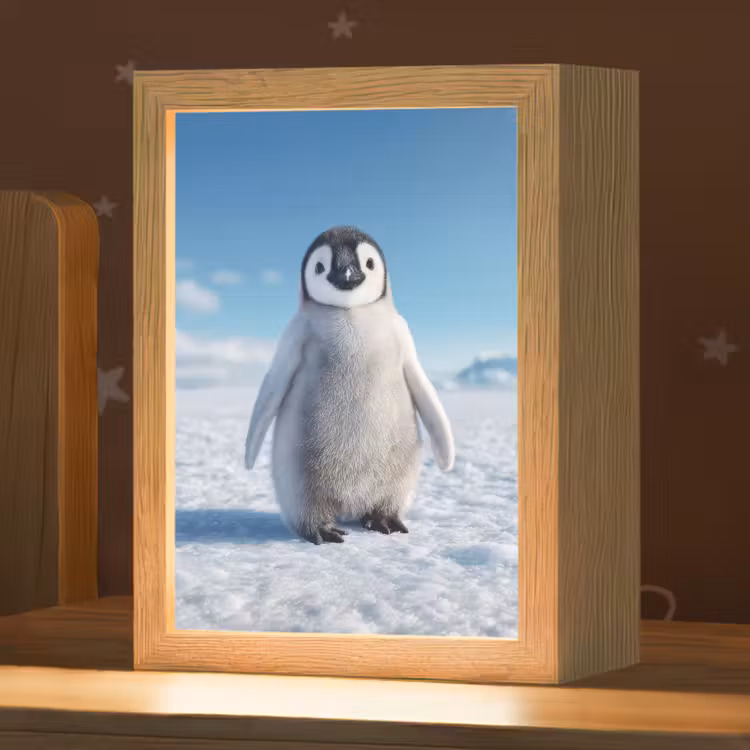 Pinguïn - Sneeuw - Landschap - Wit Light Box met kabel klein -zzz_3d_website