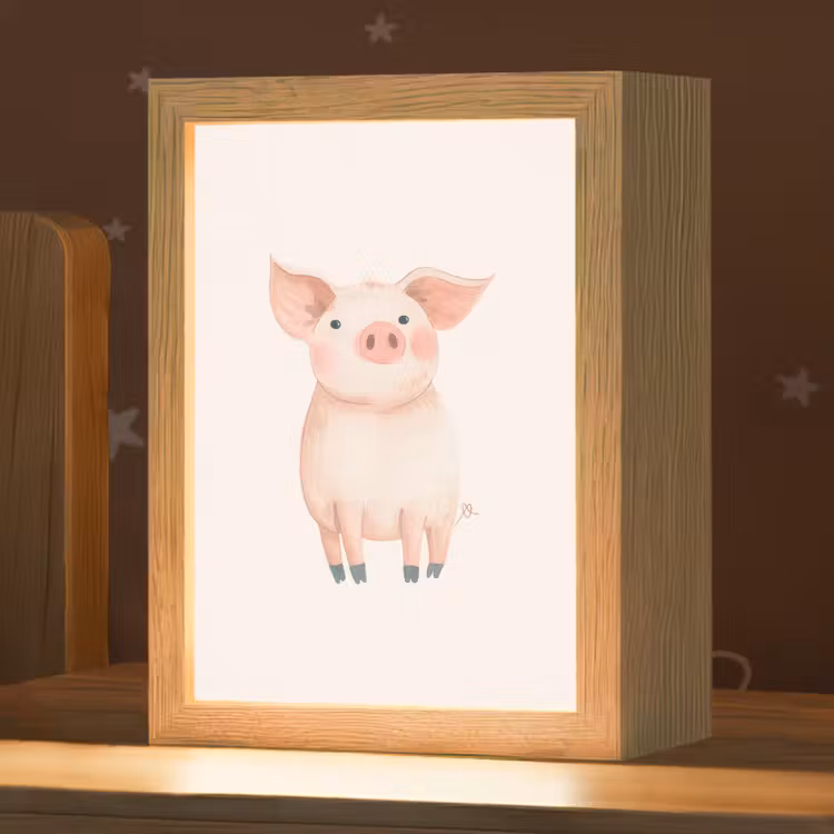 Varken - Roze - Dier - Pastel kleuren Light Box met kabel klein -zzz_3d_website