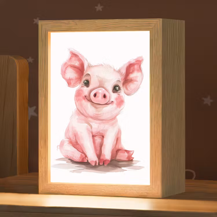 Varken - Roze - Baby dier - Boerderij dieren Light Box met kabel klein -zzz_3d_website