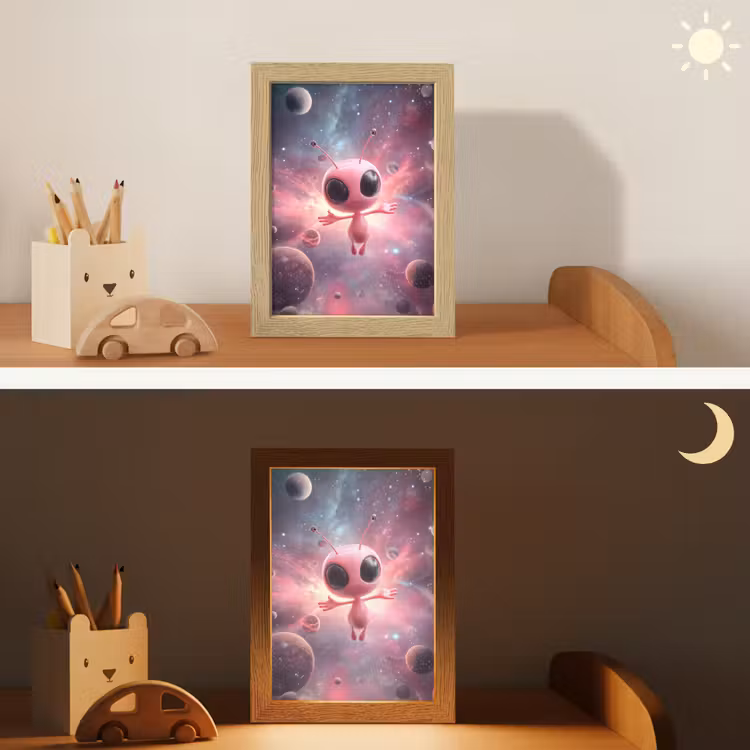 Roze - Alien - Planeten - Ruimte Light Box met kabel klein -sfeer3_kind