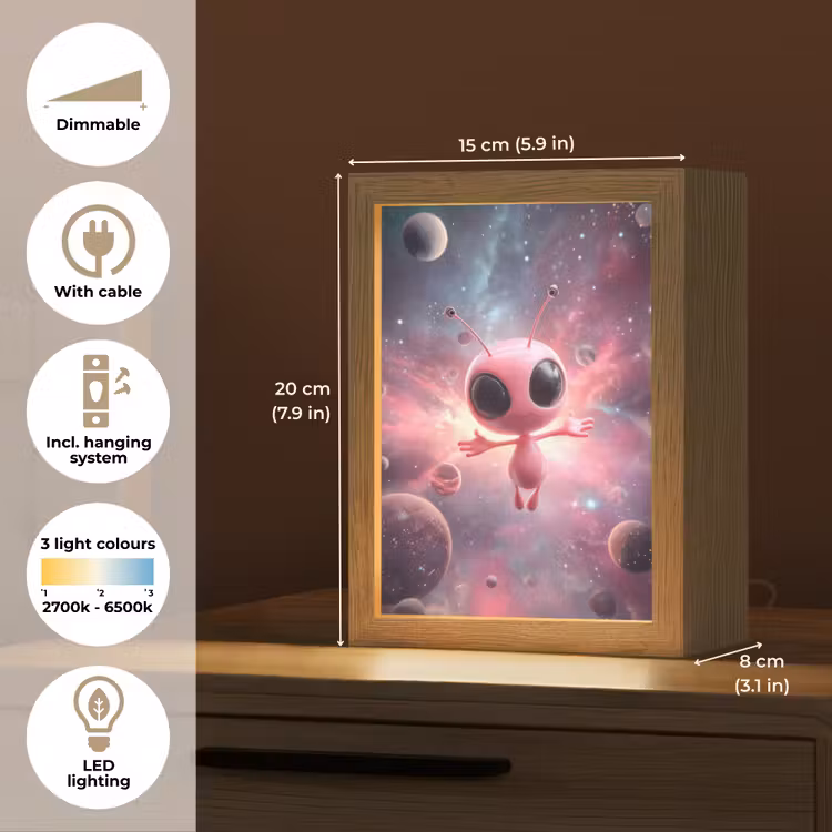 Roze - Alien - Planeten - Ruimte Light Box met kabel (Kinderlampje) klein -USP_EN