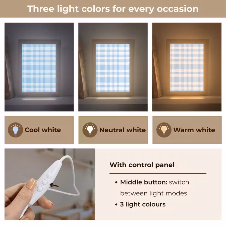 Ruit - Patroon - Blauw Light Box met kabel (Kinderlampje) klein 904 -USP_lichtkleurEN