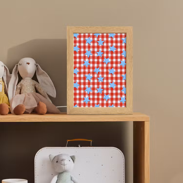 Ruit - Sterren - Rood Light Box met kabel (Kinderlampje) klein 904 -sfeer2_kind