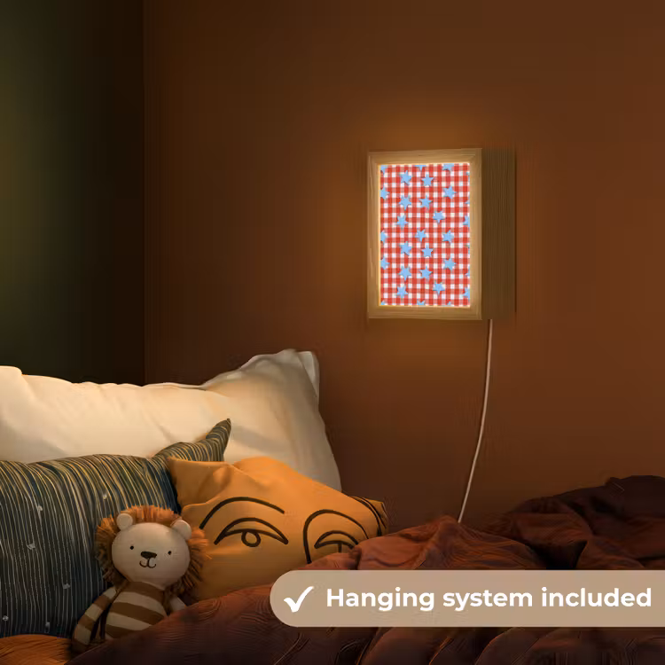 Ruit - Sterren - Rood Light Box met kabel (Kinderlampje) klein 904 -sfeer5_kind_EN