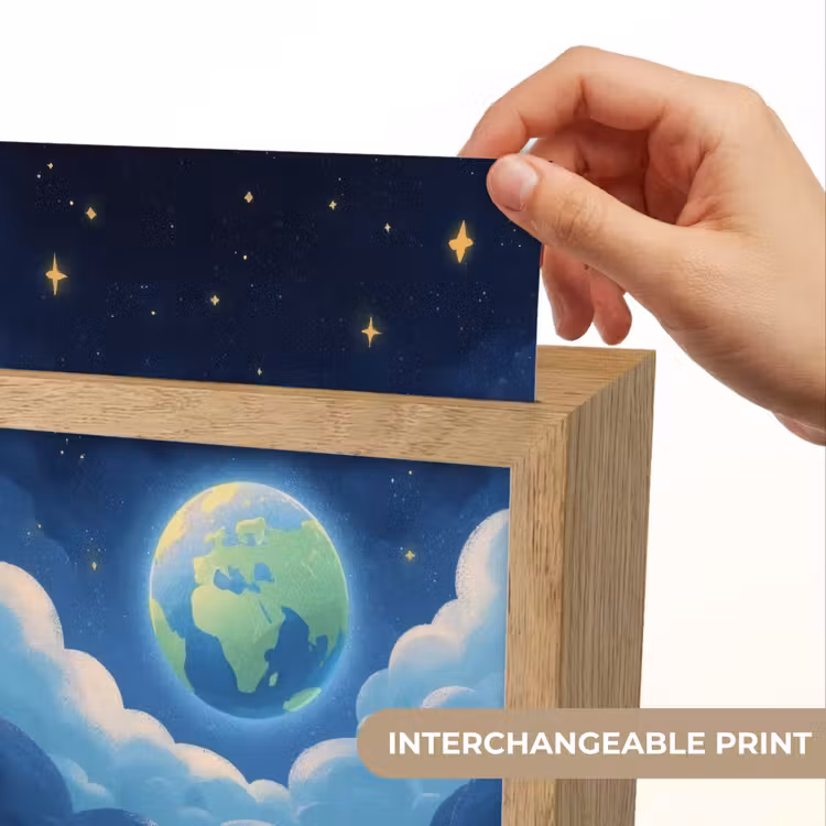 Planeet - Wolken - Sterren - Blauw Light Box met kabel (Kinderlampje) klein -USP_websiteprintEN