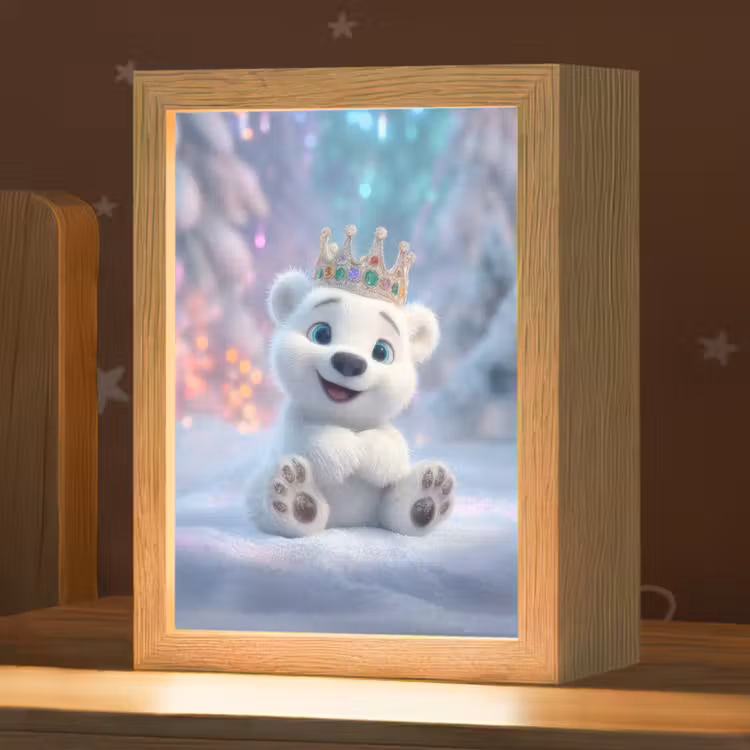 Ijsbeerwelp - Sneeuw - Lichtjes - Kroon Light Box met kabel klein -zzz_3d_website