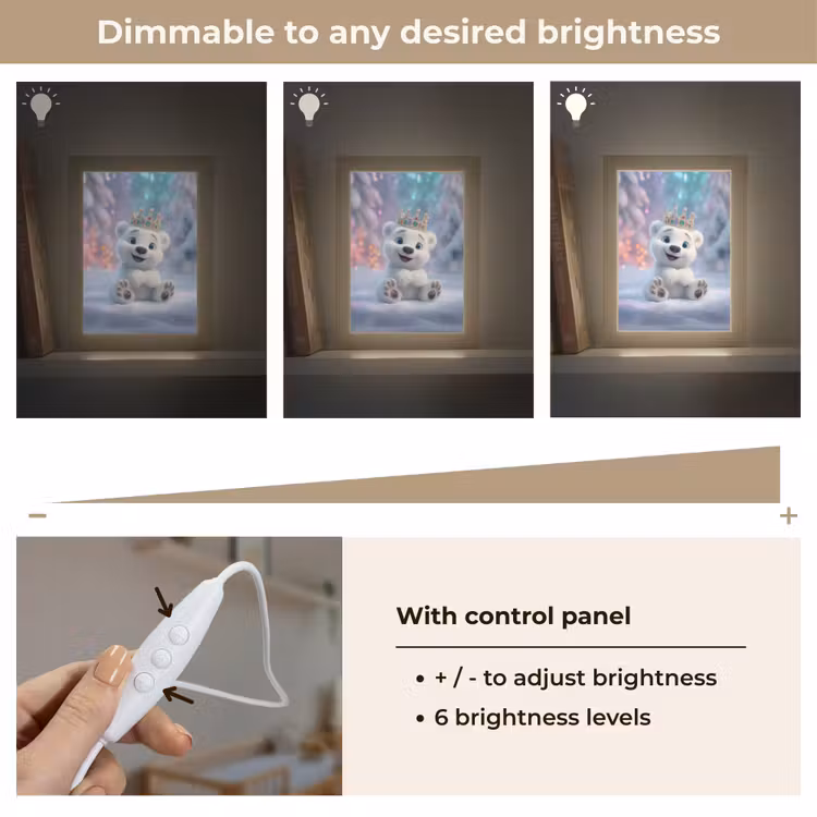 Ijsbeerwelp - Sneeuw - Lichtjes - Kroon Light Box met kabel (Kinderlampje) klein -USP_dimbaarEN